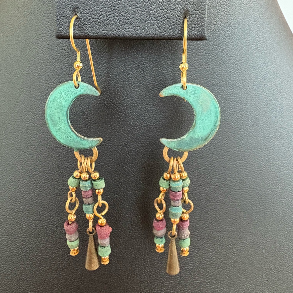 Silver Forest Vermont Crescent Moon Dangle Chandelier Earrings